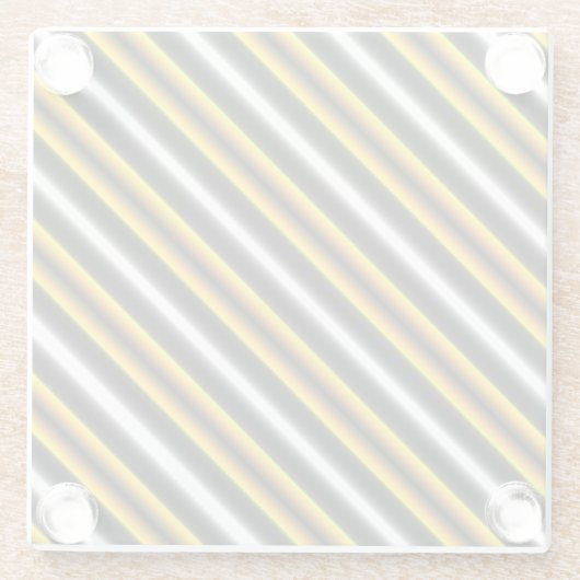 Gelbe Schwarz-weiße Regenbogenstreifen Glasuntersetzer (Rückseite)