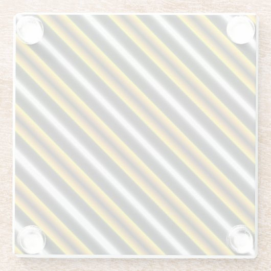 Gelbe Schwarz-weiße Regenbogenstreifen Glasuntersetzer (Rückseite)