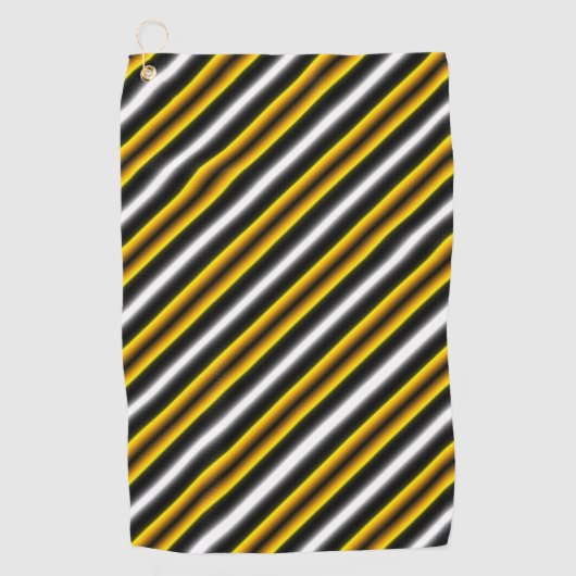 Gelbe Schwarz-weiße Regenbogenstreifen Golfhandtuch (Vorderseite)