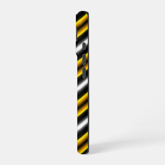 Gelbe Schwarz-weiße Regenbogenstreifen iPhone 16 Hülle (Linke Seite)