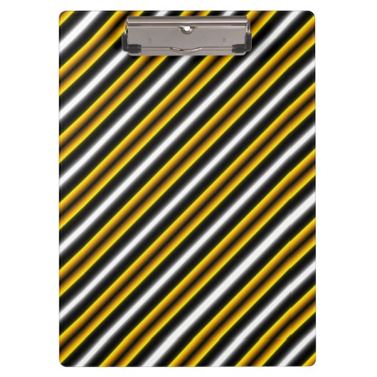 Gelbe Schwarz-weiße Regenbogenstreifen Klemmbrett (Vorderseite)