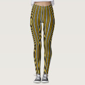 Gelbe Schwarz-weiße Regenbogenstreifen Leggings (Vorderseite)