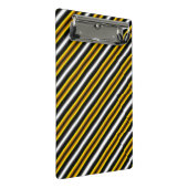 Gelbe Schwarz-weiße Regenbogenstreifen Mini Klemmbrett (Schrägansicht)