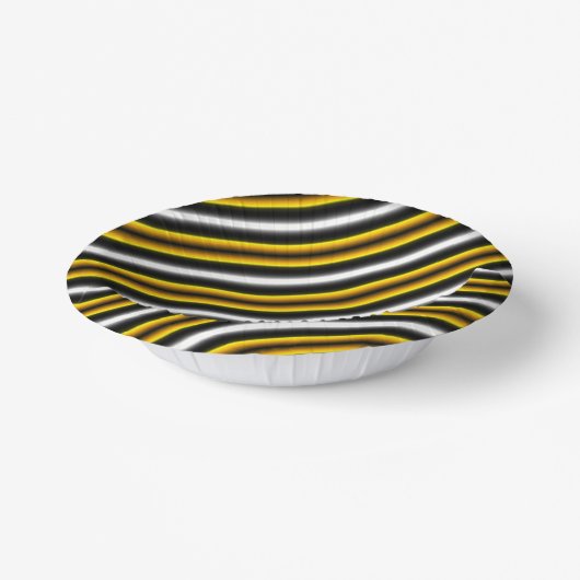 Gelbe Schwarz-weiße Regenbogenstreifen Pappteller (Gewinkelt)
