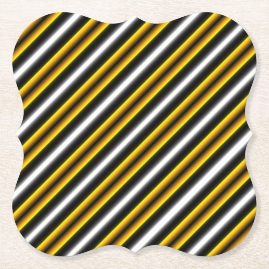 Gelbe Schwarz-weiße Regenbogenstreifen Untersetzer (Vorderseite)