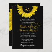 Gelbe Schwarz-weiße Sonnenblume Einladung (Vorne/Hinten)