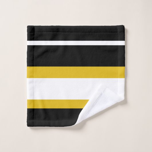 Gelbe Schwarz-weiße Streifen Badhandtuch Set (Waschlappen)