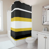 Gelbe Schwarz-weiße Streifen Duschvorhang (Beispiel)