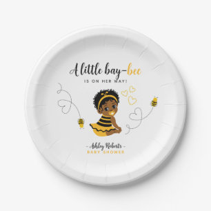 Gelbe Schwarze Afroamerikanische Bienen-Baby-Party Pappteller