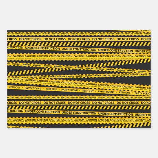 Gelbe schwarze Bausteine Geschenke Party Dekoratio Geschenkpapier Set (Vorderseite 2)