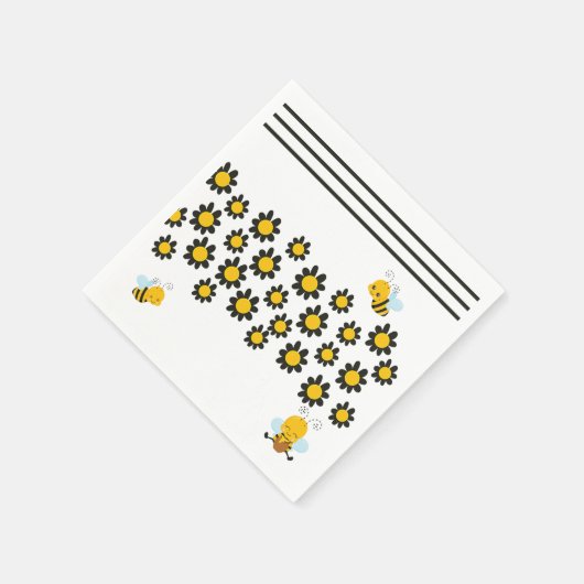 Gelbe Schwarze Blume Muster Serviette (Ecke)