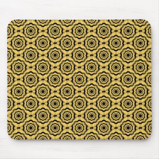 Gelbe schwarze Blume Nahtloses Muster Mousepad (Vorne)