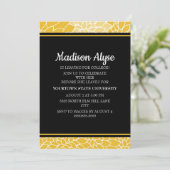 Gelbe Schwarze Blüte Auf Uni Party laden Einladung (Stehend Vorderseite)