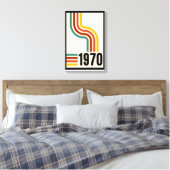 Gelbe schwarze farbige Ligne Retro 70er Poster Leinwanddruck (Insitu (Schlafzimmer))