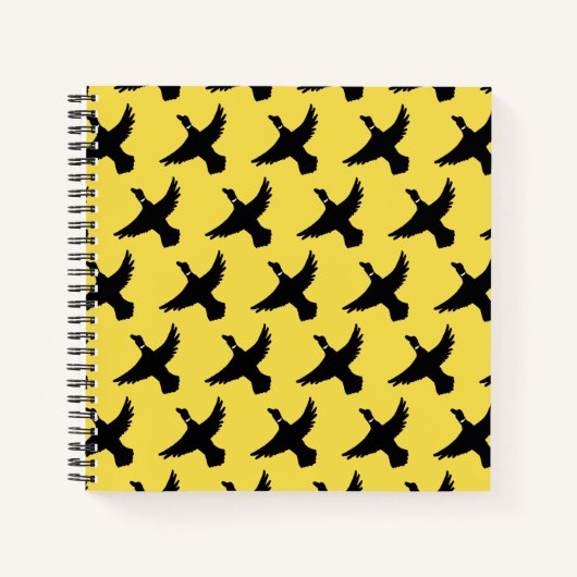 Gelbe schwarze Flying Encks Notizblock (Vorderseite)