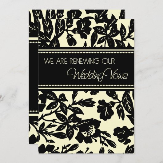 Gelbe schwarze Hochzeitstorte Erneuerungskarte Einladung (Vorne/Hinten)