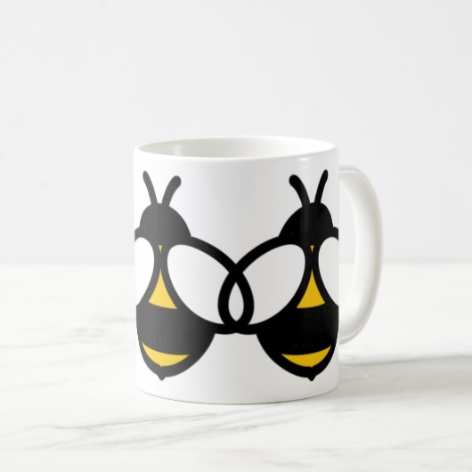 Gelbe schwarze Hummeln Honigbienen, Bienenbild Kaffeetasse (VorderseiteRechts)