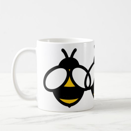 Gelbe schwarze Hummeln Honigbienen, Bienenbild Kaffeetasse (Links)