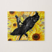 gelbe schwarze Krähen- u. Sonnenblumemit Puzzle (Horizontal)