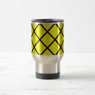 Gelbe schwarze Kreuzlinien-Tasse Reisebecher