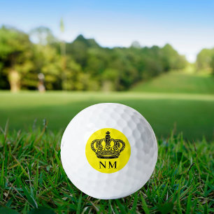 Gelbe schwarze Krone, Königsmonogramm Golfball