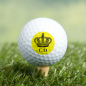 Gelbe schwarze Krone, Königsmonogramm Golfball (Insitu T-Shirt)