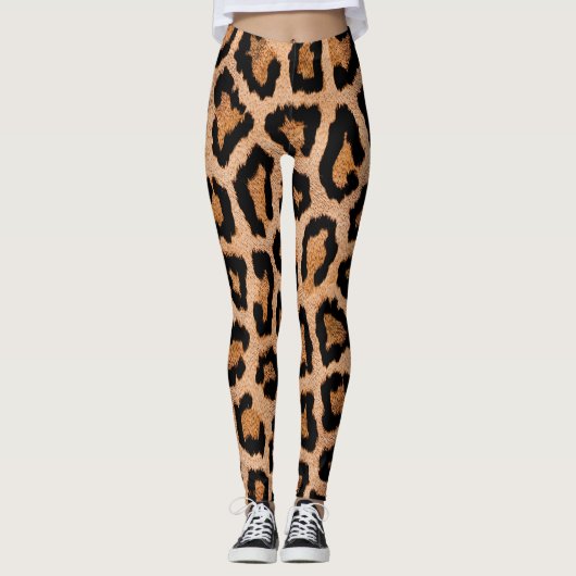 Gelbe schwarze Leoparde Leggings (Vorderseite)