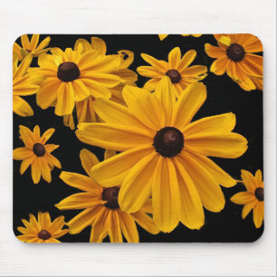 Gelbe schwarze mit Augen Susan-mit BlumenBlumen Mousepad