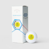 Gelbe schwarze Monogramm-Initialen Golfball (Verpackung)