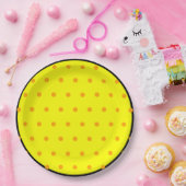 Gelbe schwarze Polka-Punkte Pappteller (Party)