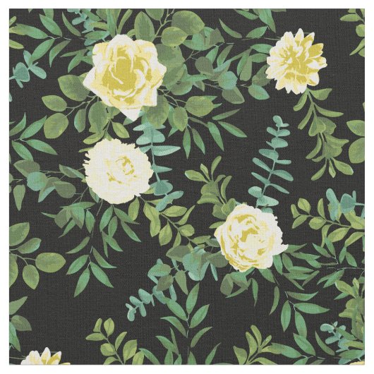 Gelbe Schwarze Rose Blumenkohl Blume Stoff (Nahaufnahme)