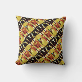 Gelbe schwarze Rost geschleuderte kleine Fliesen A Kissen