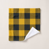 Gelbe schwarze Rustikale Buffalo Karierte karierte Badhandtuch Set (Waschlappen)