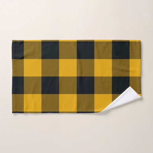 Gelbe schwarze Rustikale Buffalo Karierte karierte Badhandtuch Set (Handtuch)