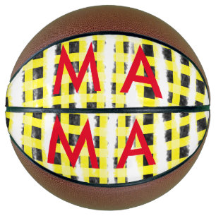 Gelbe schwarze Schachbrettmuster tragen den Namen Basketball