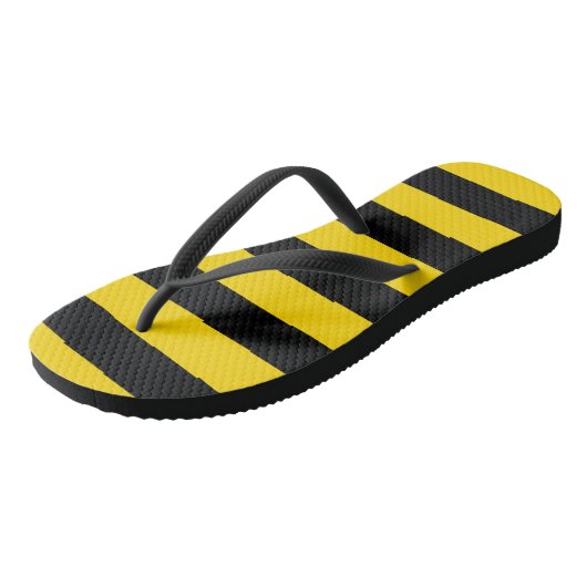 Gelbe/schwarze Streifen Flimmern Badesandalen (Schrägansicht)