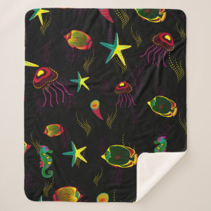 Gelbe, schwarze und braune Fische nahtlos. ABS Sherpadecke