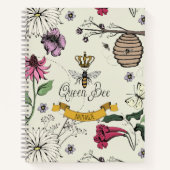 Gelbe, schwarze und goldene Queen Bee, Crown & Scr Notizblock (Vorderseite)