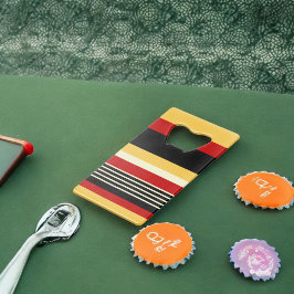 Gelbe, schwarze und rote Streifen Geldbeutel Flaschenöffner