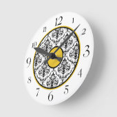 Gelbe schwarze und weiße Damaske Elegante Uhr (Winkel)