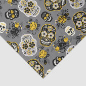 Gelbe schwarze und weiße Zuckerschädel Seidenpapier (Ausschnitt)