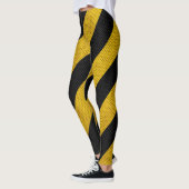Gelbe schwarze Verkehrs-Vorsicht Stripes Leggings (Links)