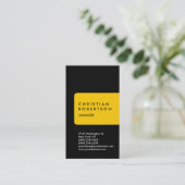 Gelbe, schwarze Visitenkarte für vertikalen Trend (Stehend Vorderseite)