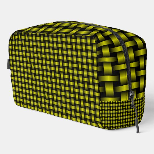 Gelbe schwarze Weave Muster Toilettenbeutel Waschbeutel (Rechte Ecke)