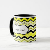 Gelbe, schwarze, weiße gewellte tasse (Vorderseite Links)