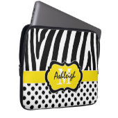 Gelbe schwarze Zebrastreifen Polka Dots Laptop Cas Laptopschutzhülle (Vorne Rechts)