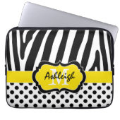 Gelbe schwarze Zebrastreifen Polka Dots Laptop Cas Laptopschutzhülle (Vorderseite)