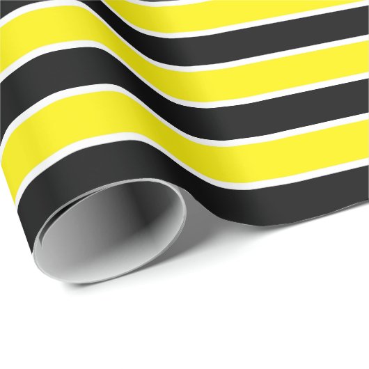 Gelbe, Schwarzweiss-Streifen Geschenkpapier (Rolleneckpunkt)