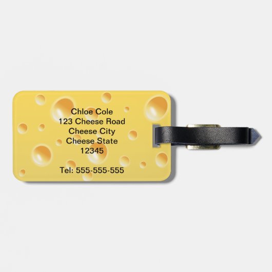 Gelbe Schweizer Käse Textur Gepäckanhänger (Rückseite horizontal)