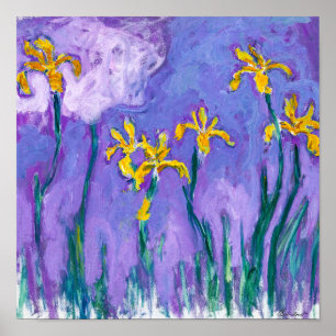 Gelbe Schwertlilien mit rosa Wolke Claude Monet Poster